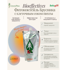 Фитококтейль Брусника с клеточным соком пихты, 220 мл.
